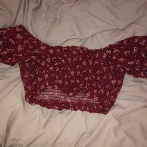 floral off the shoulder crop top